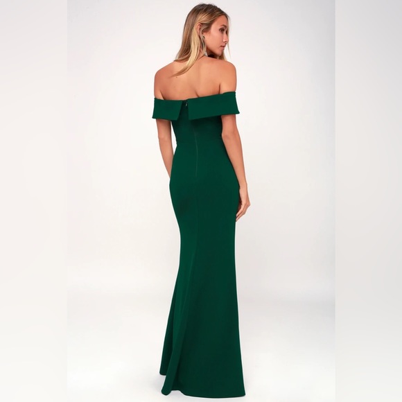 Lulus Forest Green Off the Shoulder Maxi Dress - Picture 3 of 3